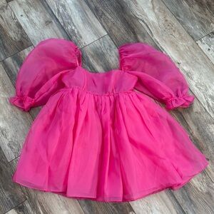 Selkie Fuchsia Puff Sleeve Dress